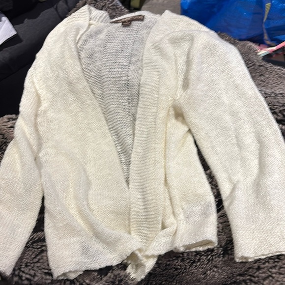 Alexandra + Oak off white Mesh 3/4 sleeves open cardigan Sz M - Picture 6 of 7